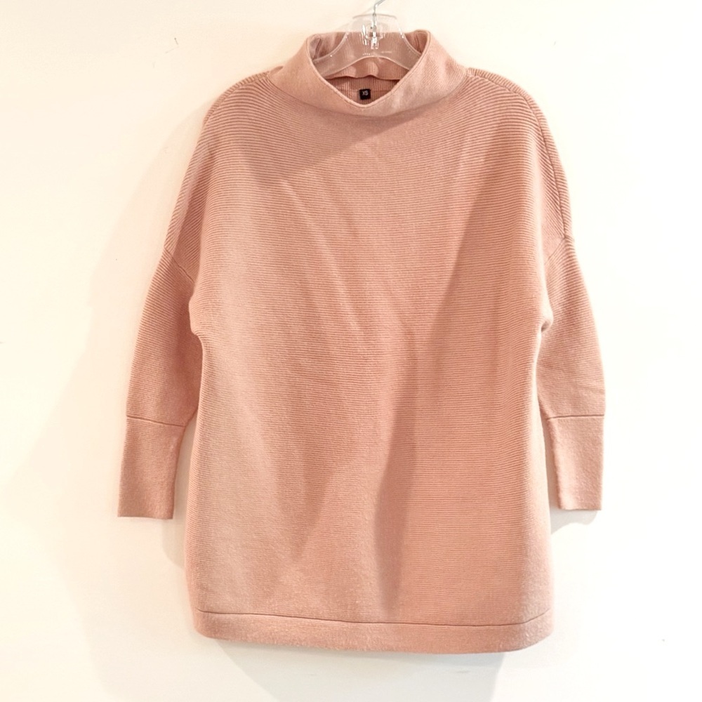 Women’s Turtleneck Batwing Sleeve Oversized Ribbed Knit Tunic Sweater - Picture 4 of 13